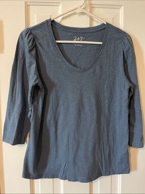 Maurices Long Sleeve Scoop Neck Top in Slate Blue